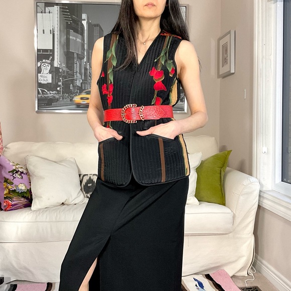 Jackets & Blazers - Open front quilted floral vest